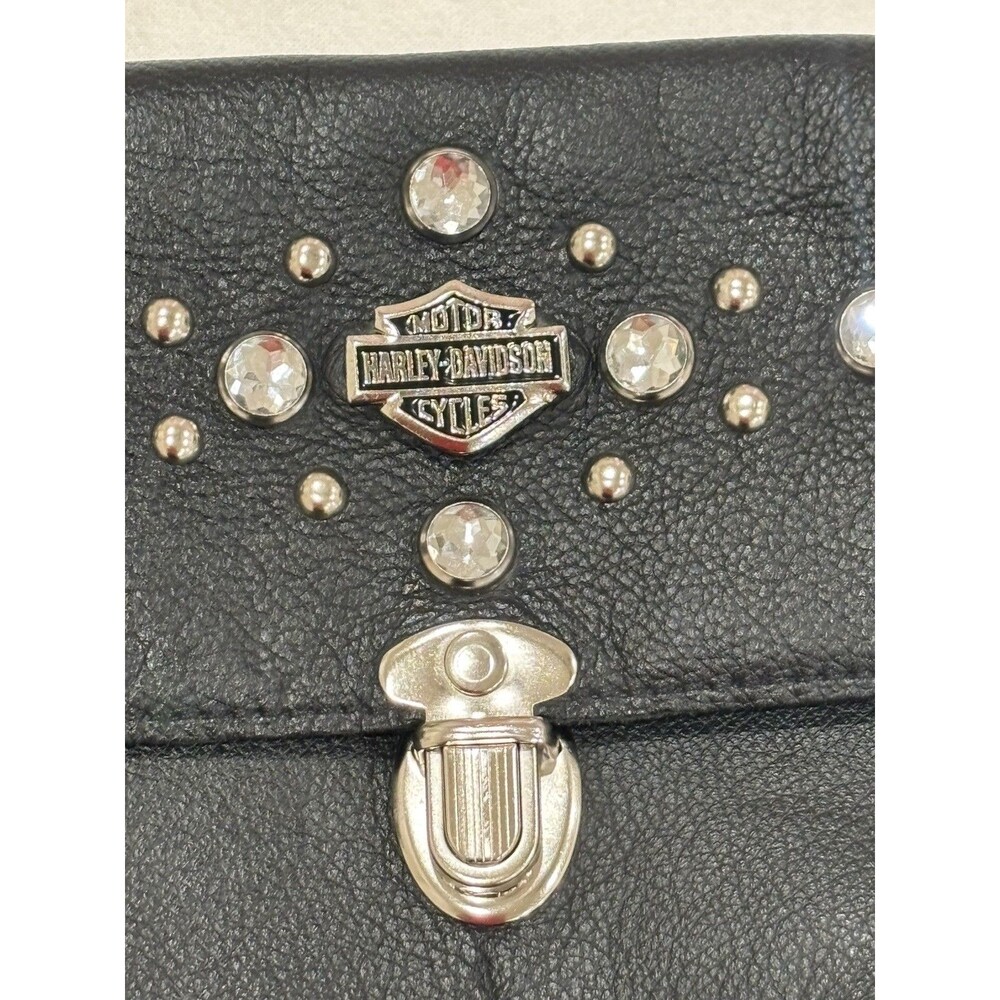Harley-Davidson Studded Black Leather Clip Belt Bag Fanny Pack Purse - Picture 8 of 9